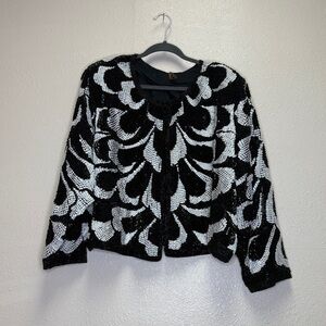 Luxury Vintage 80’s Eues Allure Sequins Woman’s Heavyset Jacket Blazer Size 2XL